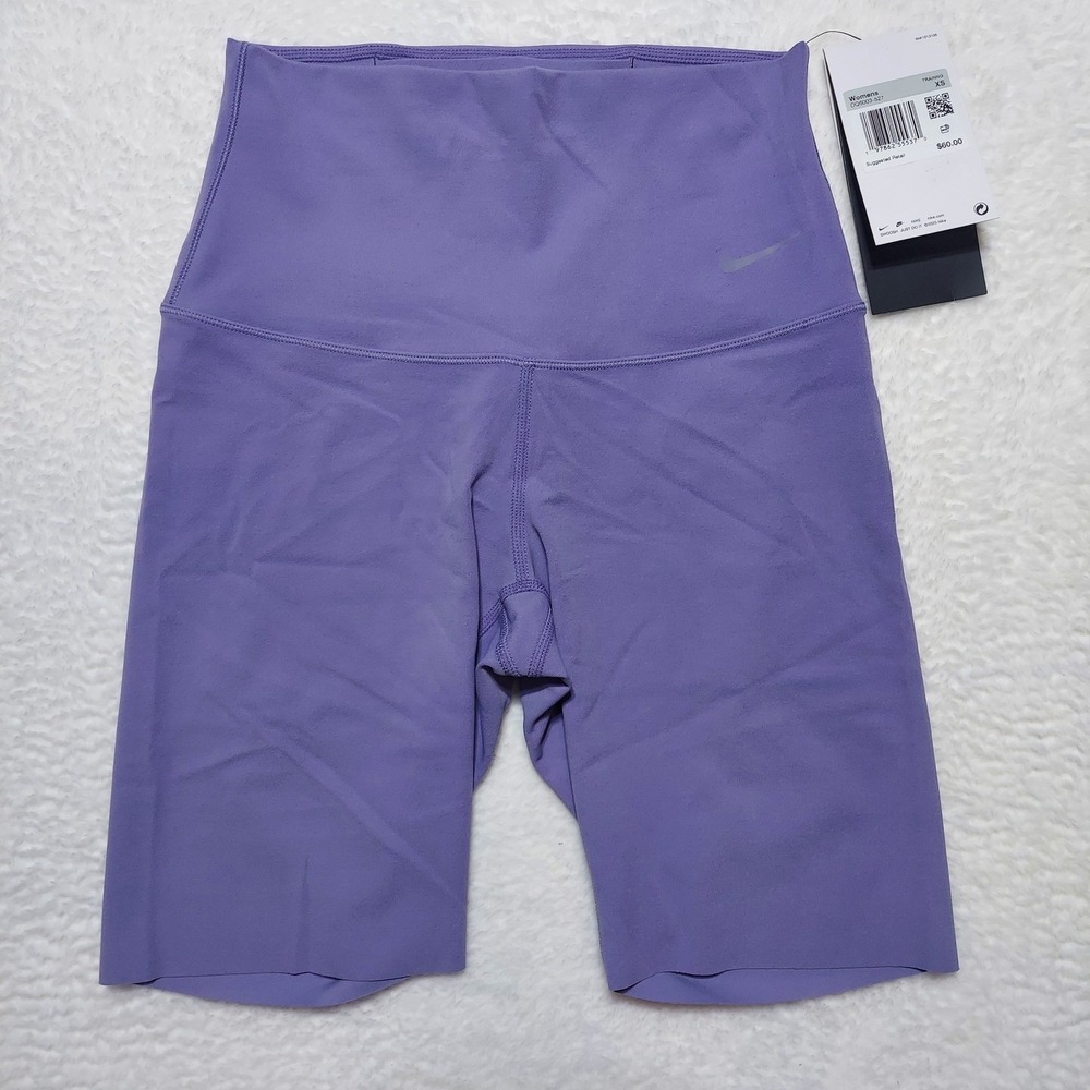 Nike Training Biker Shorts Womens XS Purple New DQ6003-527 High Waisted 8 Inch